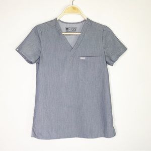 Figs Catarina One Pocket Scrub Top Graphite Size XXS